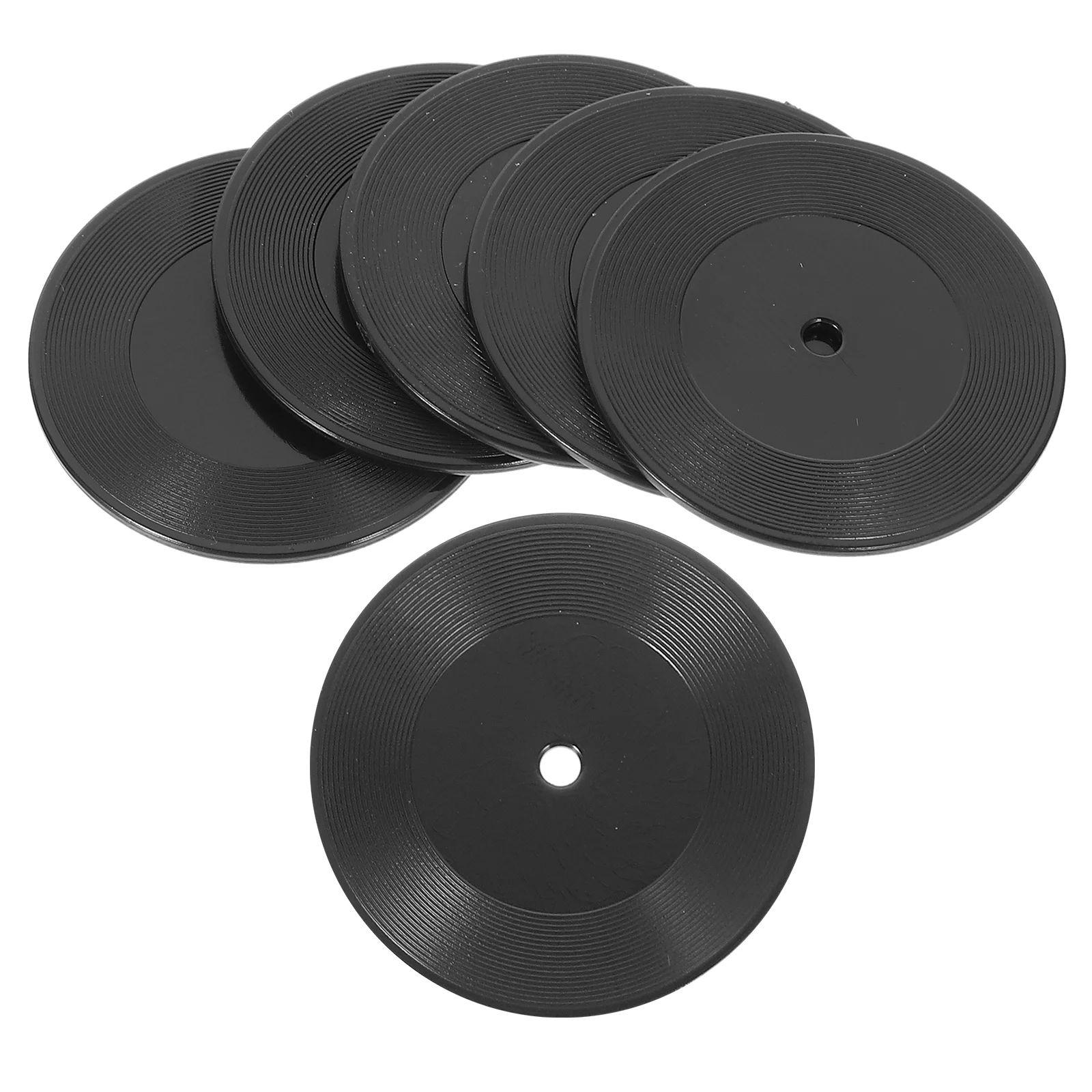 

6 Pcs Micro Landscape Record Mini Model Toy Miniature Prop Baby Tiny Records Black Plastic Work