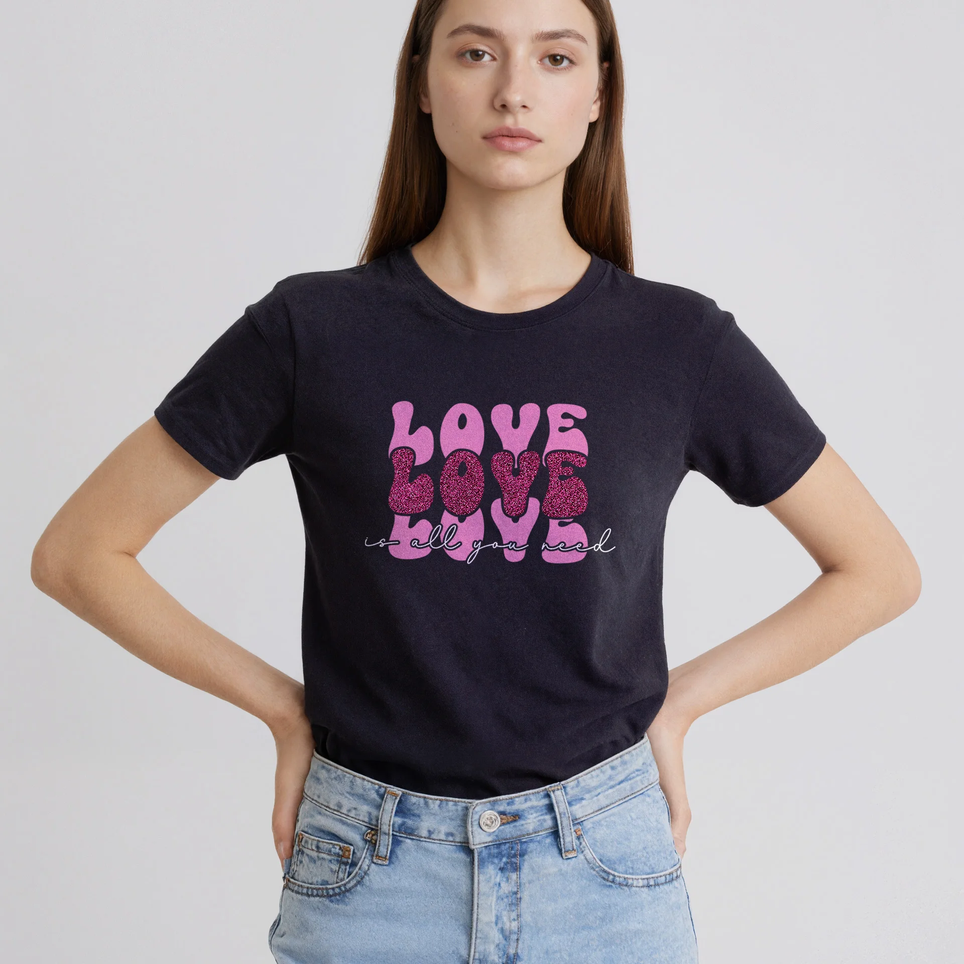 

Oversized Women Tees Summer Short Sleeve Tops 2026 New LOVE Graphic T-shirt 100% Cotton Woman Tshirt Female T Shirts Clothing