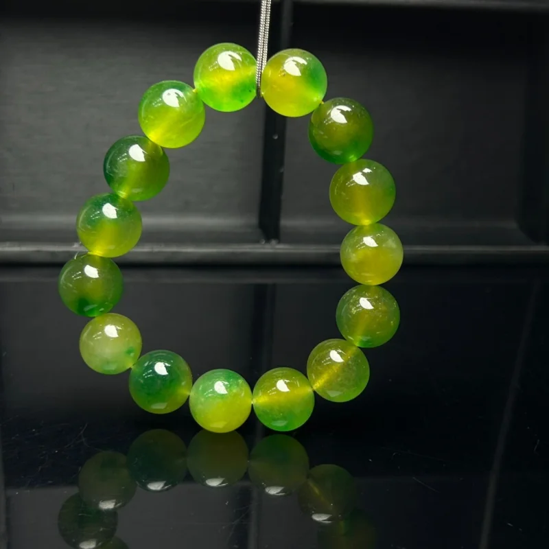 

Certified Natural Ice Green Burmese Beads Jade jadeite Bracelets Bangle 14MM