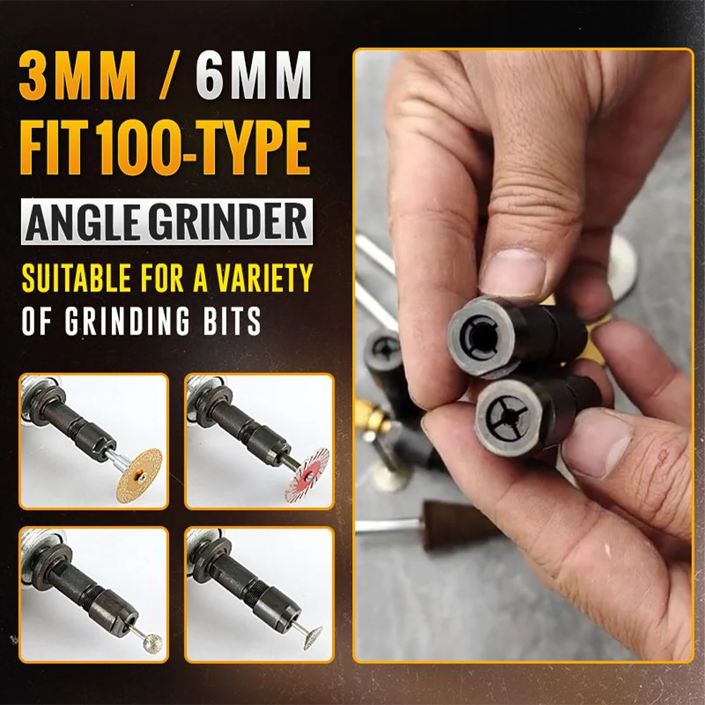 100 type angle grinder converted to electric grinder, conversion head direct grinder 3mm/6mm chuck nut grinder