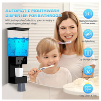 A67P-Mouthwash Dispenser For Bathroom Touchless 650ML,Wall Mounted Automatic Mouthwash Dispenser With 2Pcs Magnetic Cups