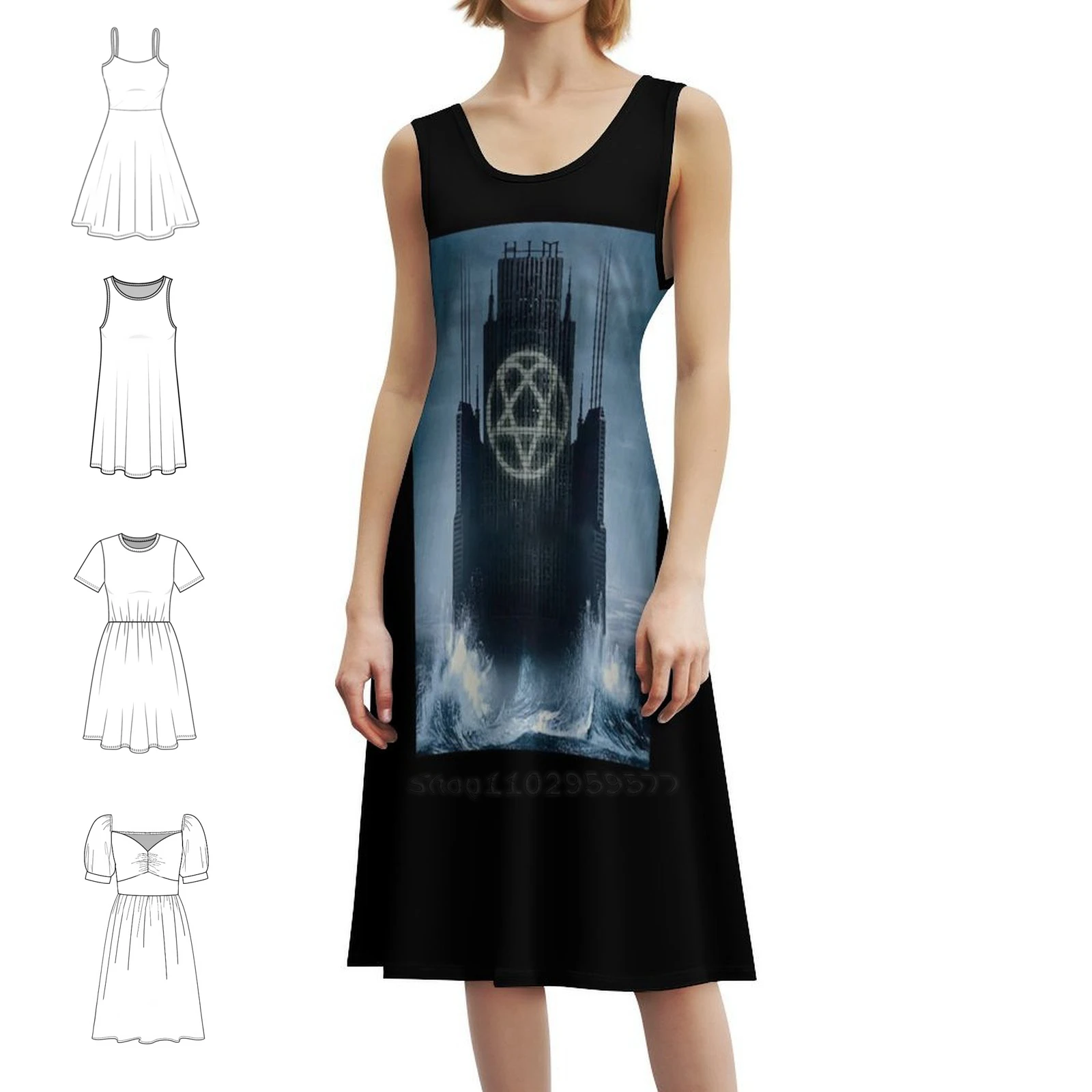 

Him Band Dark Light Cover Heartagram Ville Love Металлическое платье в корейском стиле для женщин Элегантное повседневное платье для вечеринки или повседневной носки