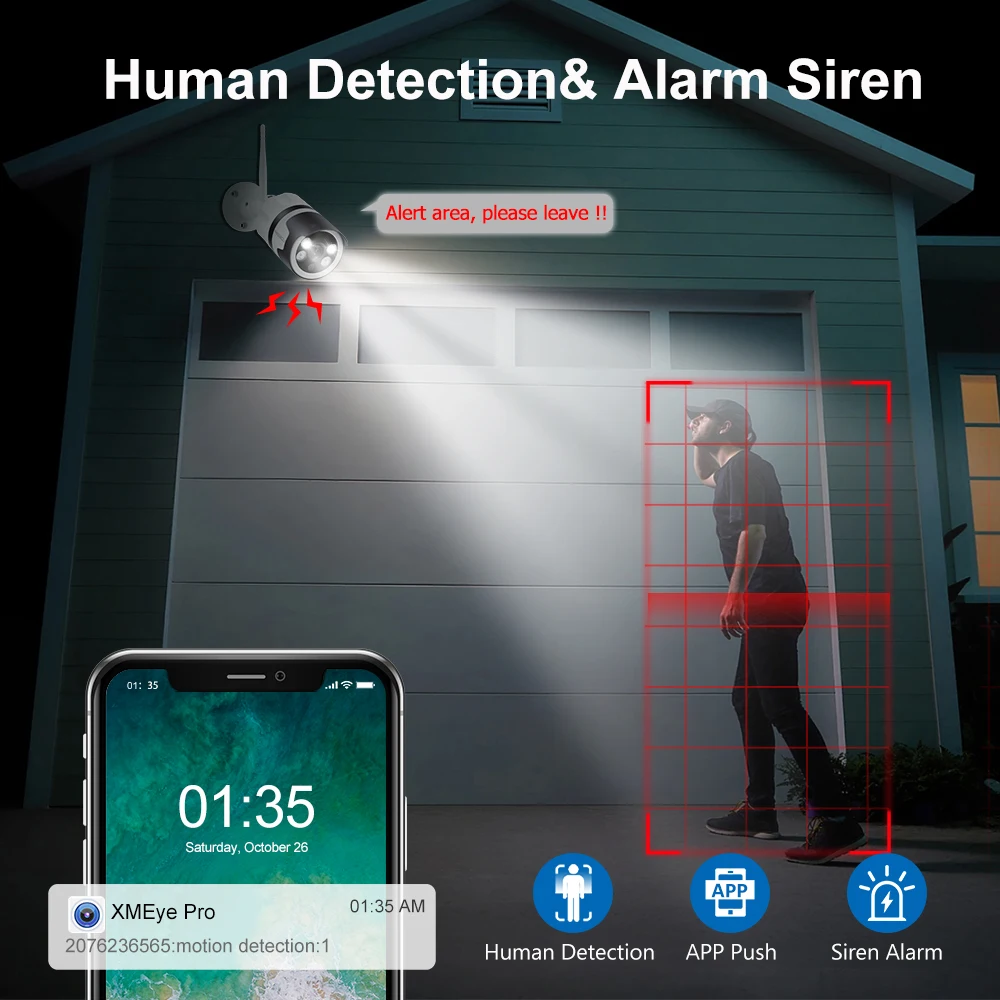 Imagem -02 - Techage-sistema de Vigilância de Câmera ip Cctv Nvr Conjunto de Segurança Áudio Bidirecional Detetive Humano P2p Metal Wifi 8ch 5mp