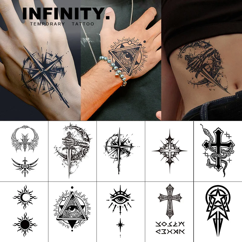 Compass Sword  temporary tattoo sticker, waterproof magic tattoo, lasts to 8-15 days fake tattoo, semi permanent tattoo