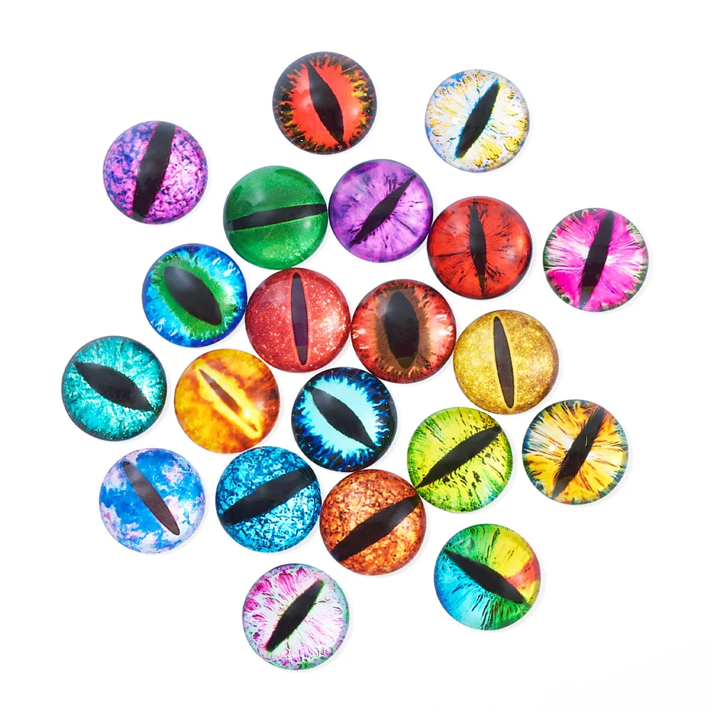 50Pcs Glass Eyes Cabochons Half Round Animal Eye Mixed Color for Bracelet Rings Necklace DIY Jewelry Accessories Decor 20x6.5mm