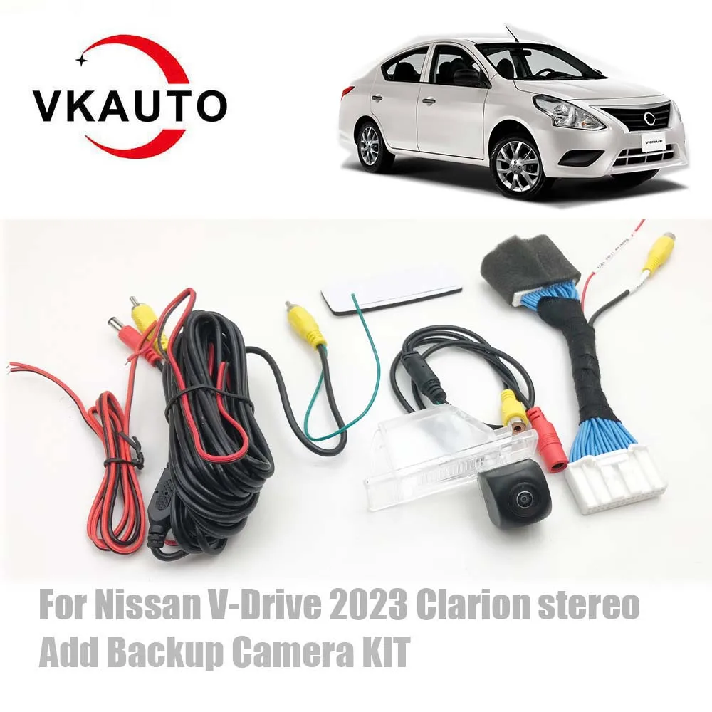 VKAUTO Para Nissan V-Drive 2023 2022 Clarion Stereo Kit de cámara de reversa