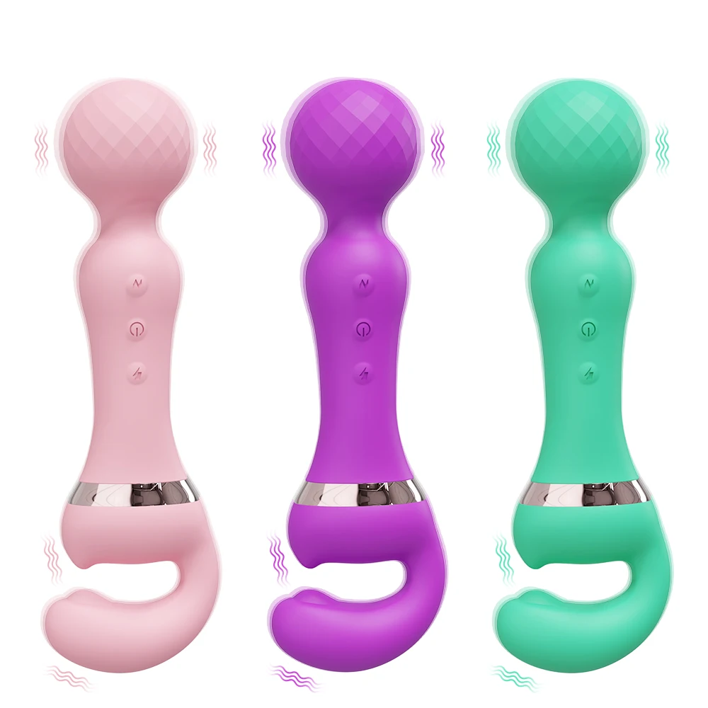 Powerful 2 in 1 AV Vibrator Female Magic Wand Clitoris Stimulator USB Recharge 20 Modes G Spot Massager Sex Toys Dildo for Women