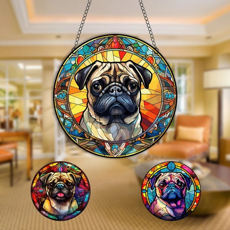 Dog Pet Series Dumb Cute Wall Decoration Exquisite Acrylic Pendant for Home Room Garden Yard Window Hanging Spring Suncatcher