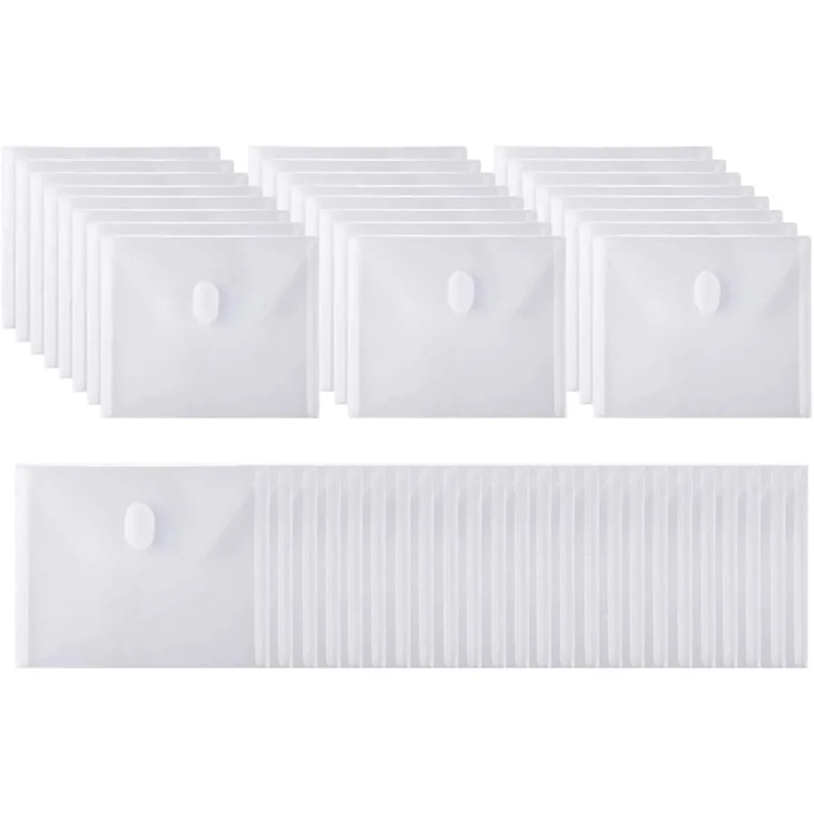 

48 Packs Clear Plastic Small Envelope with Hook and Loop Closure 5 1 2 x 7 1 2 Ploy Envelope for Receipe Check