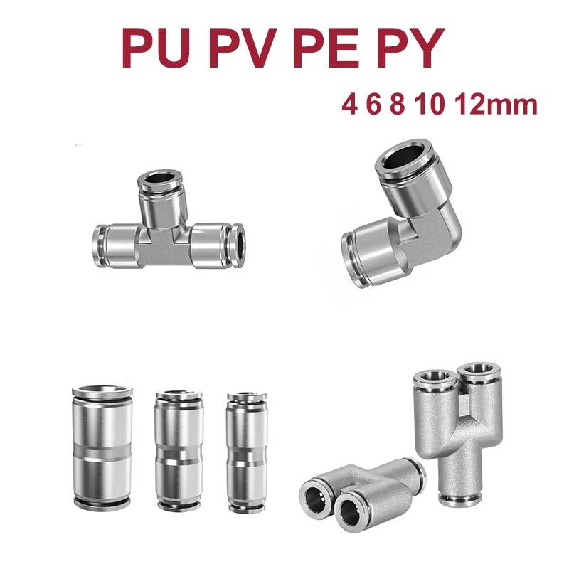 

10/50 Pcs PE PY PU PV 304 Stainless Steel Metal Pneumatic Quick Coupling 4 6 8 10 12mm Push In Air Hose Fitting Connector