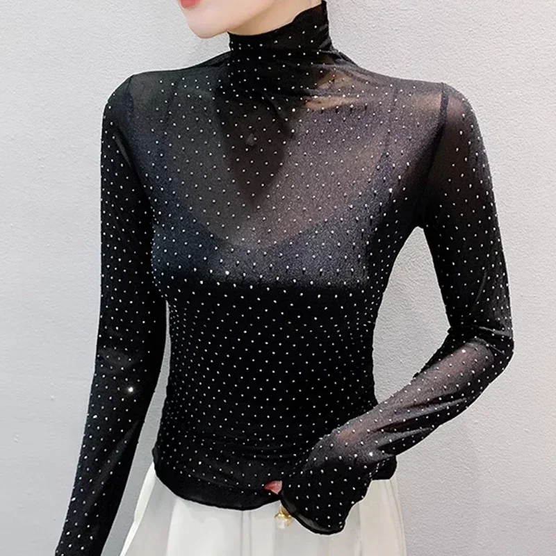 1yard Full Rhinestone Mesh Fabric High Elastic Mesh Fabric Irregular Hot Bling Gem Ultra-Soft Fabric DIY Women's Yoga Clothing