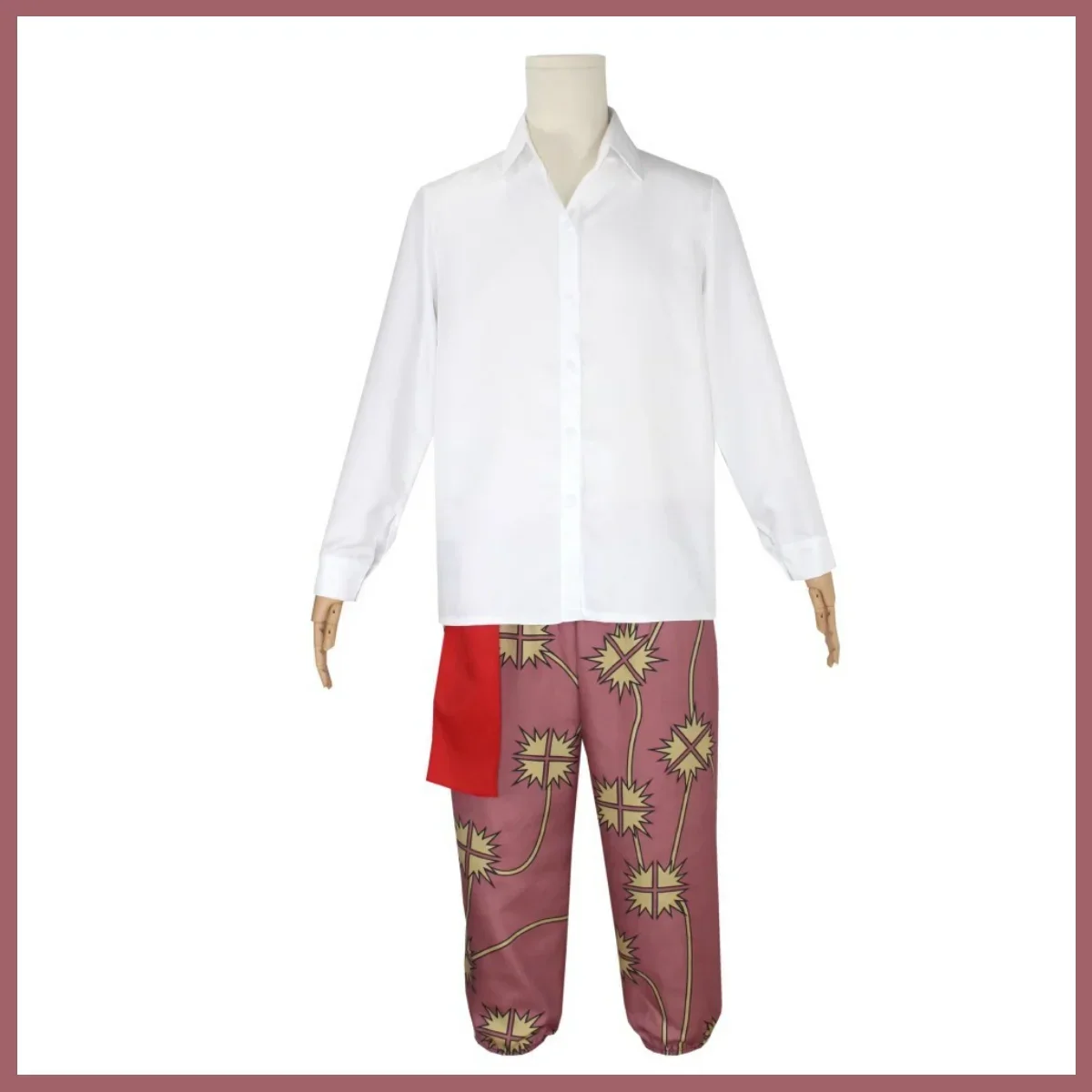 Anime Red Hair Shanks Cosplay Costume Four Emperors Black Cloak Shirt Printing Pants Wig Adult Man Woman Halloween Suit view 5