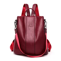 Zaino in pelle antifurto da donna borsa a tracolla vintage da donna zaino da viaggio ad alta capacità borse da scuola ragazze mochila feminina