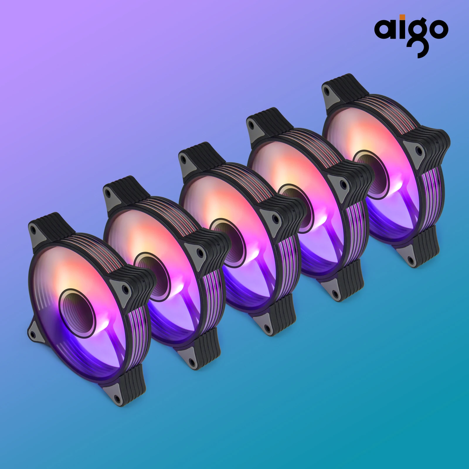 Aigo-Ventilateur de boîtier d'ordinateur AR12PRO, 120mm, RVB, 4 broches, PWM, CPU, refroidissement, 3 broches, 5V, espace illimité Argb, 12cm