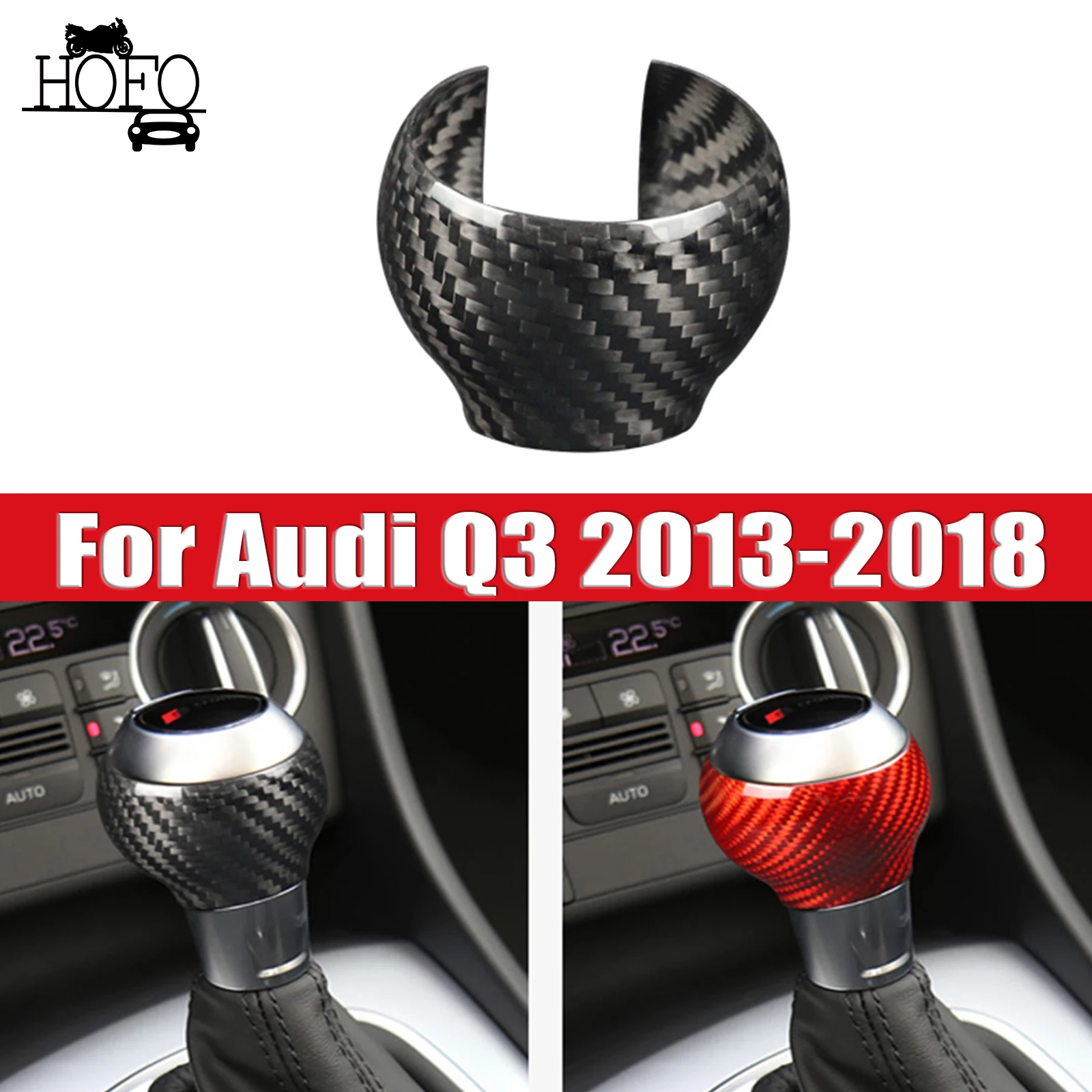

Car Gear Shift Knob Shifter Trim Cover Real Carbon Fiber For Audi Q3 2013-2018