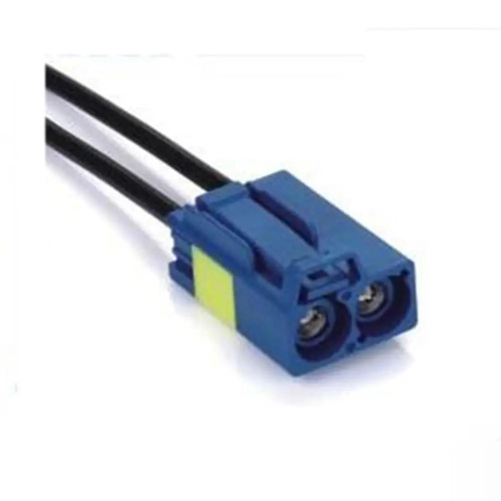 Fakra Dual Ports C Code Blue Twin Straight Female Connector GPS Signal Single End Cable 0.5m