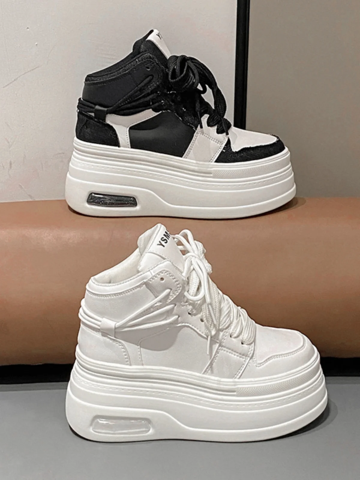 

Модные высокие женские кроссовки Bla White в стиле пэчворк Thi Bot, весна 2024, универсальная повседневная спортивная платформа...