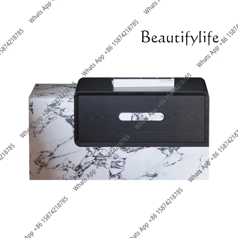 Zx Italian Minimalist Bedside Table Bedroom Light Luxury Extended Version High-end Fashion Designer Light Luxury
