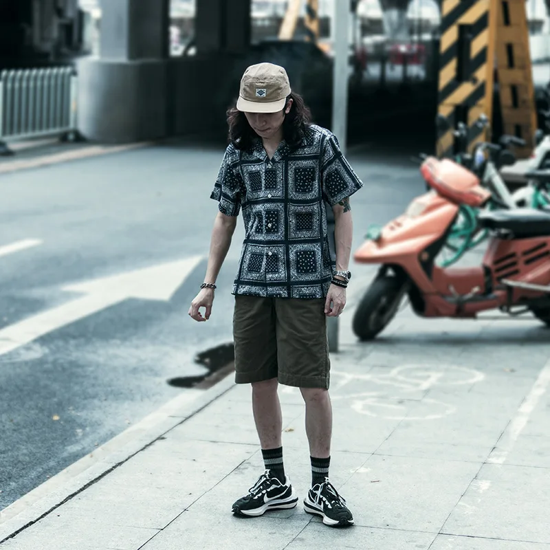 

NON_STOCK Summer Men's Retro Loose Shirt_West Coast Vintage Cashew Flower Short Sleeve Shirt