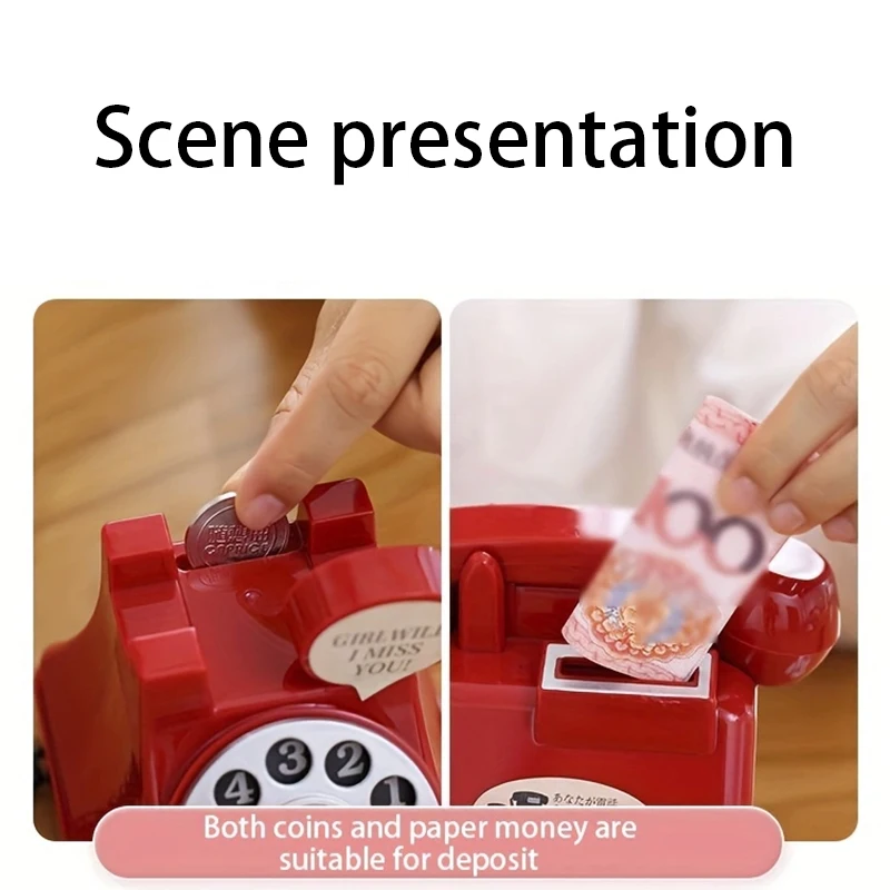 Kreative Niedliche Retro-Telefon-Spardose Geschenk für Jungen und Mädchen Fotografie-Requisiten Aufbewahrungsraum Foto-Requisiten Dekoration Geschenke – Detail 6