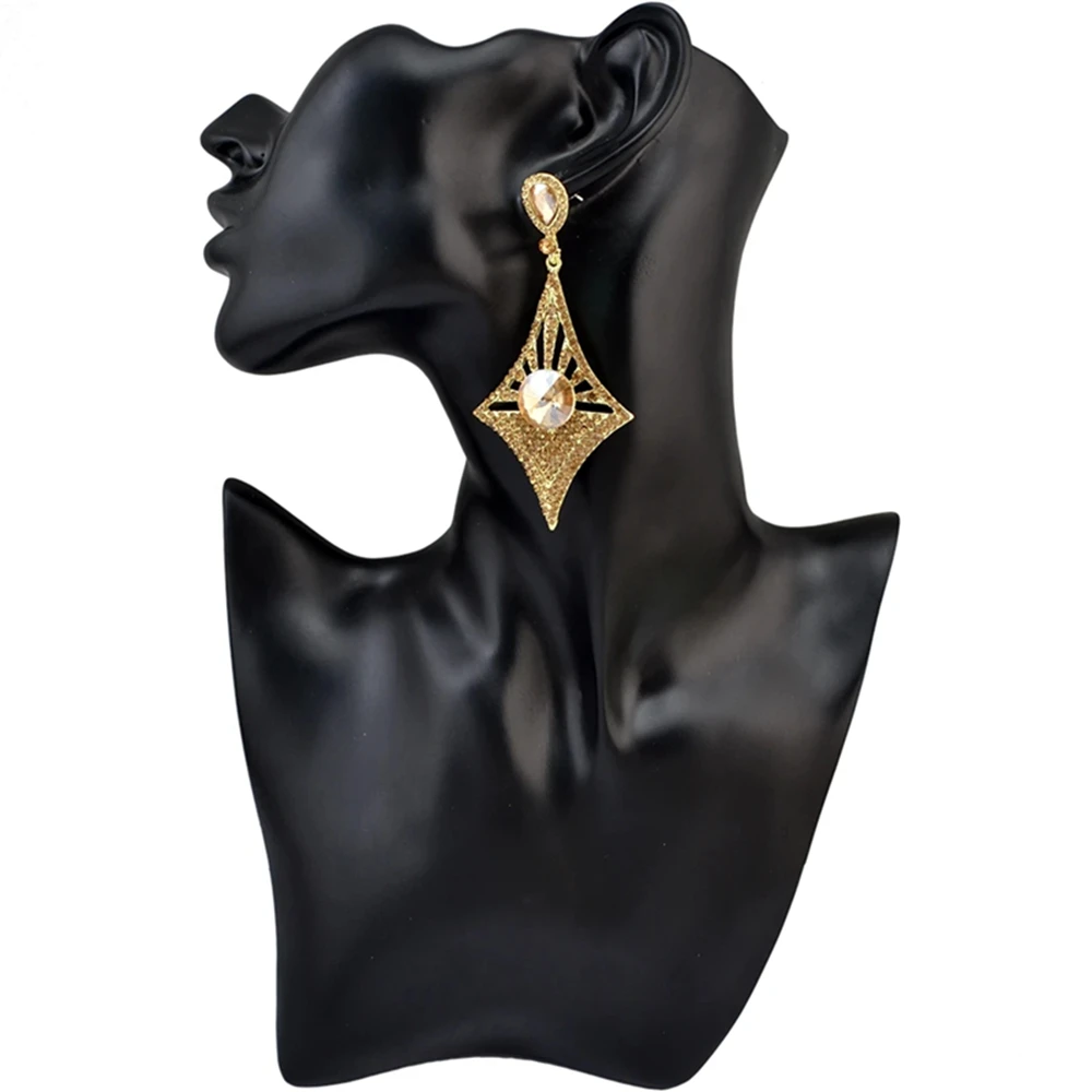 Elegant Exaggerated Crystal Long Drop Earrings Unique Design Dangle Zircon Women Chain Pendants Jewelry Accessory