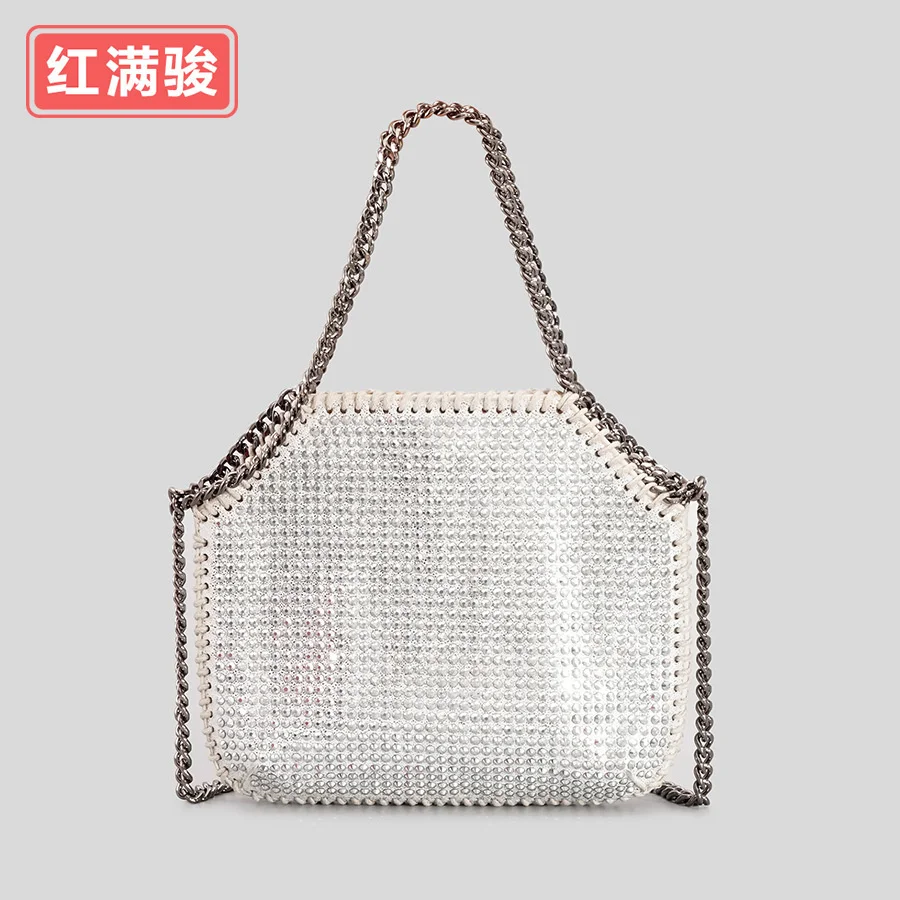 Texture Rhinestone Handbag Diamond Ins Dinner Armpit Shoulder Bag Women Full Luxury Messenger Leather