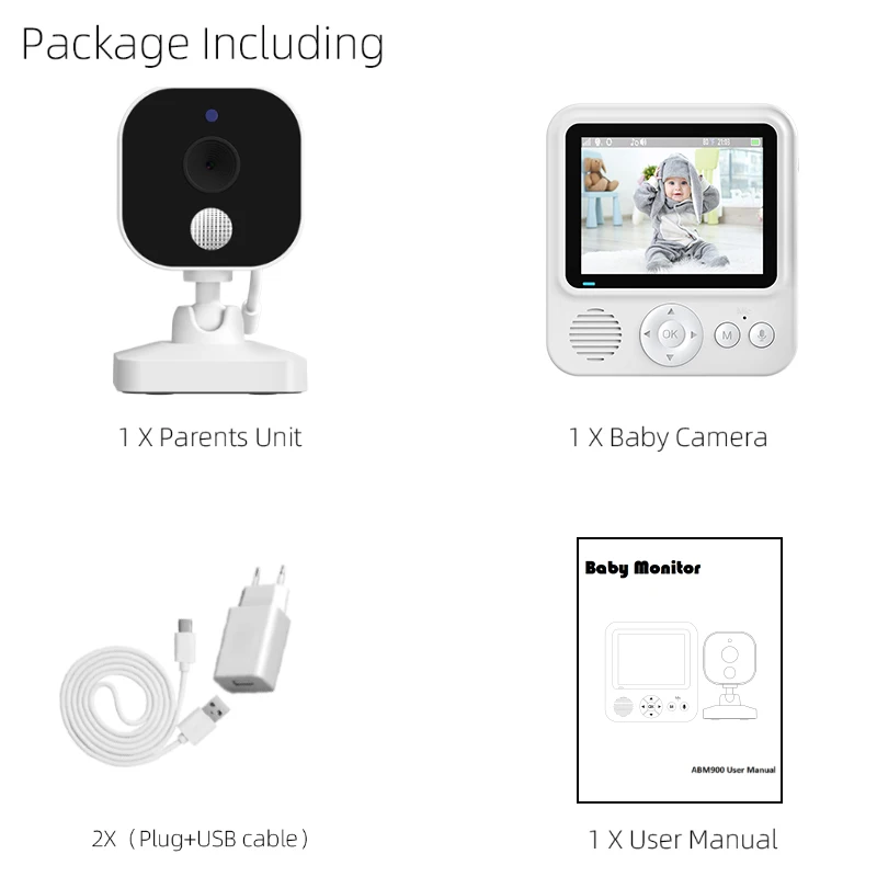 2.8Inch 2MP 1080P Wireless Baby Monitor Temperature Monitoring VOX Feeding Remind Intercom BabySistter Nanny Cam