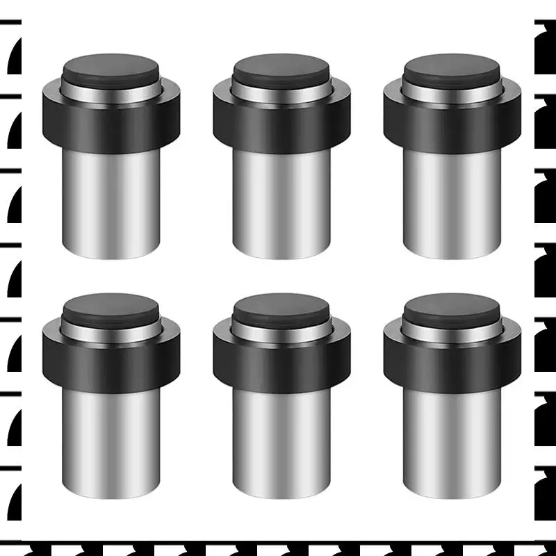 

A44U 6Pieces Door Stops Floor Mounted Door Stopper Stainless Steel Cylindrical Floor Door Stop For Bottom Or Top Of Door