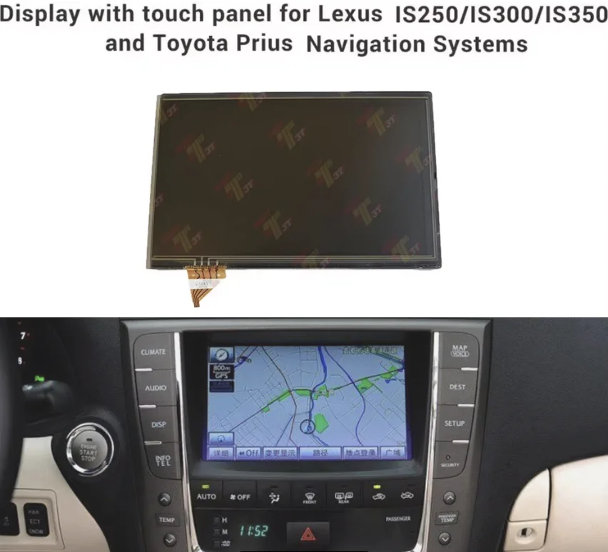 Navigations-LCD-Display + Touchpanel für Toyota Prius Hybrid, Lexus IS250, IS300, IS350, Modelle LTA070B512F, LTA070B511F, LTA070B510F – Detail 2