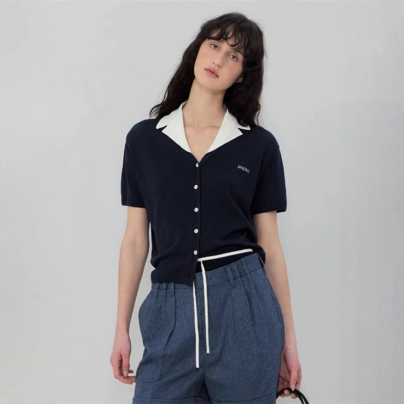 

Женский открытый кардиган ort Sve, вязаный свитер с отложным воротником и одной пуговицей, хлопковый летний облегающий свитер с v-образным вырезом