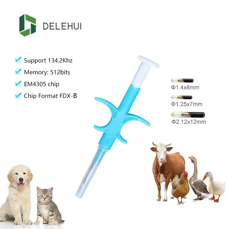 20Pcs 134.2KHz Pet Microchip with Syringe, FDX‑B ISO11784/11785 ICAR Injectable Glass Tag for Dog Cat Identification