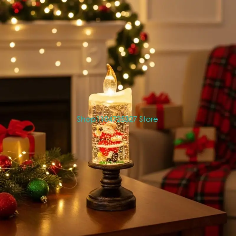 D8KF Christmas Decoration Christmas Snow Globes Battery Operated Glitter Water