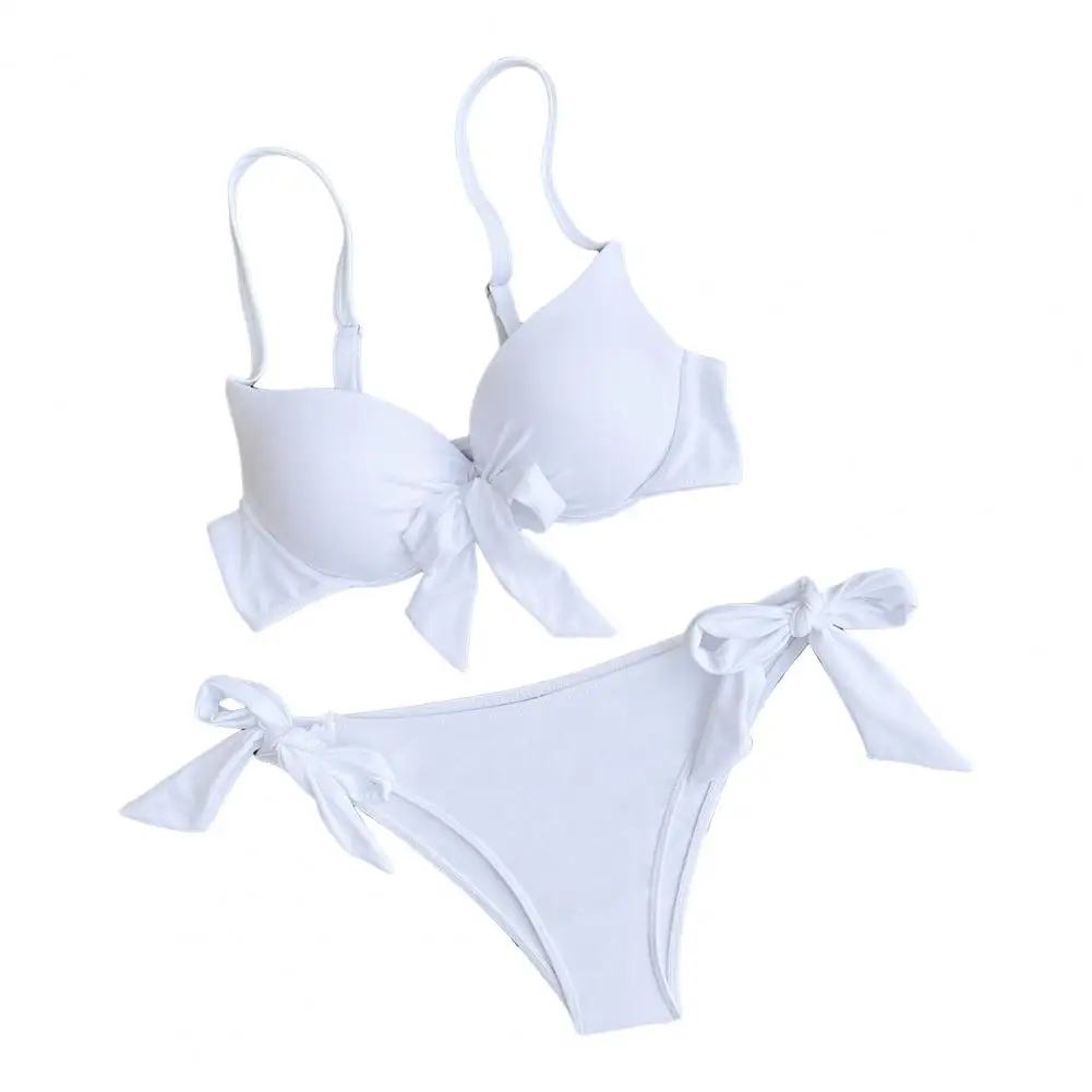 Ensemble bikini dos nu pour femme, tankini taille haute, avec écharpe rembourrée, slip de bain à lacets, couleur unie, été