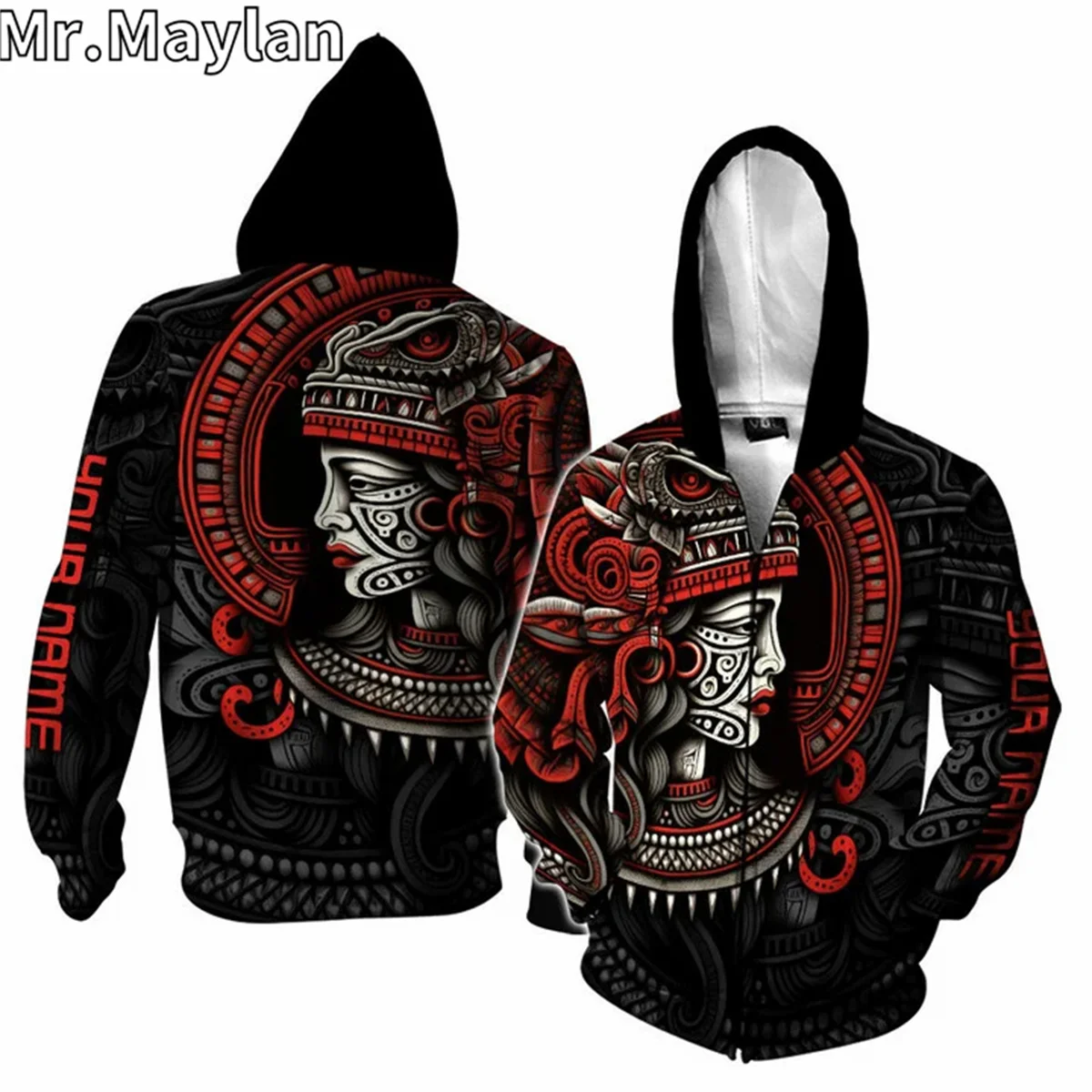 AZTEC Mexico TLALTECUHTL AZTEC GOD Tattoo 3D Print Unisex Hoodie Men Sweatshirt Streetwear Zip Pullover Casual Jacket Tracksuits