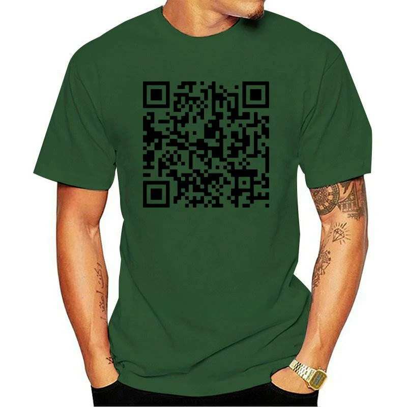 New Rickroll QR Code 2021 Men's Casual High Quality 100%Cotton Short Sleeve o-neck t-shirt casual hip hop t-shirt for men