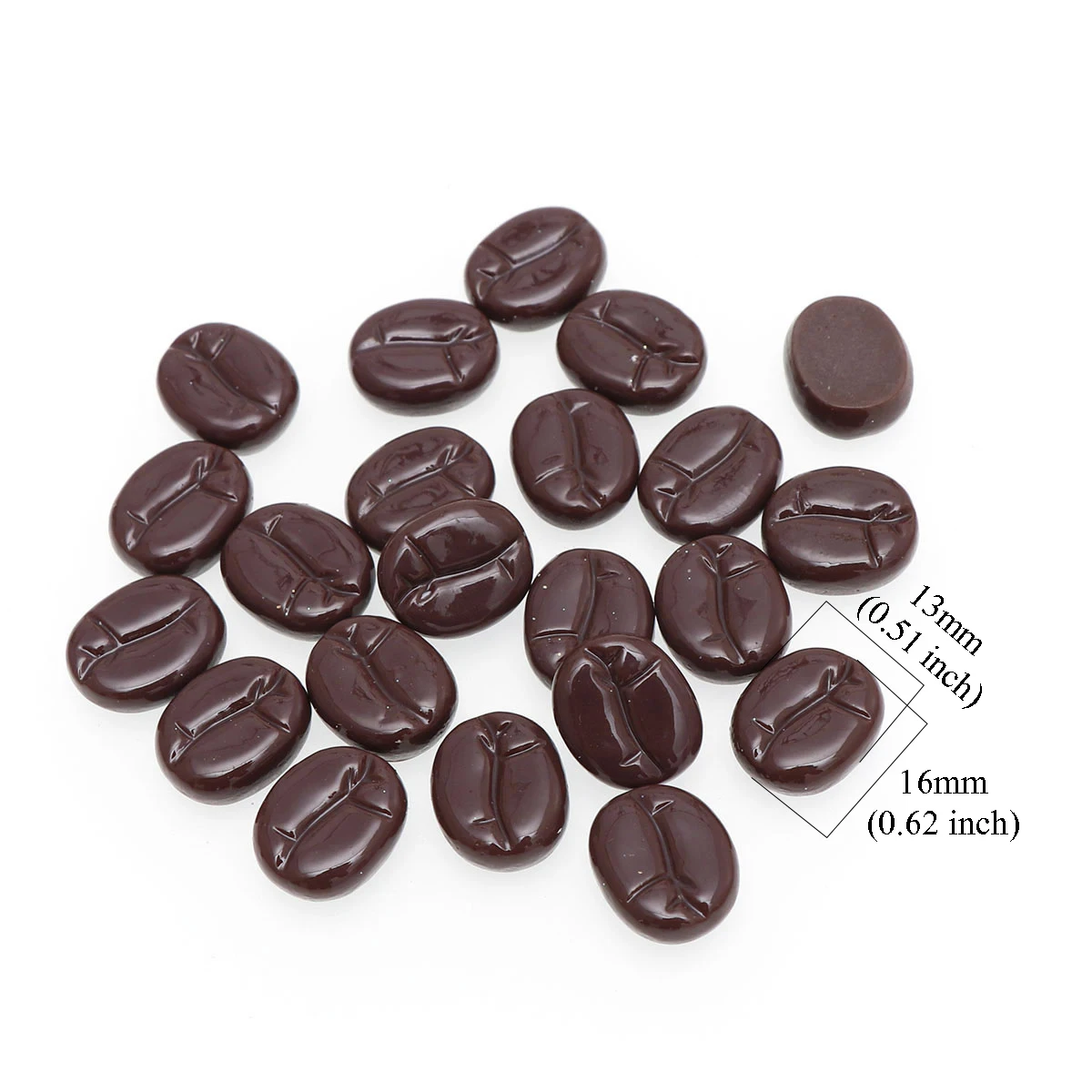 20Pcs Simulation Miniature Coffee Beans Resin Flatback Cabochon Artificial Food  DIY Crafts Scrapbooking Phone Decor Accessories