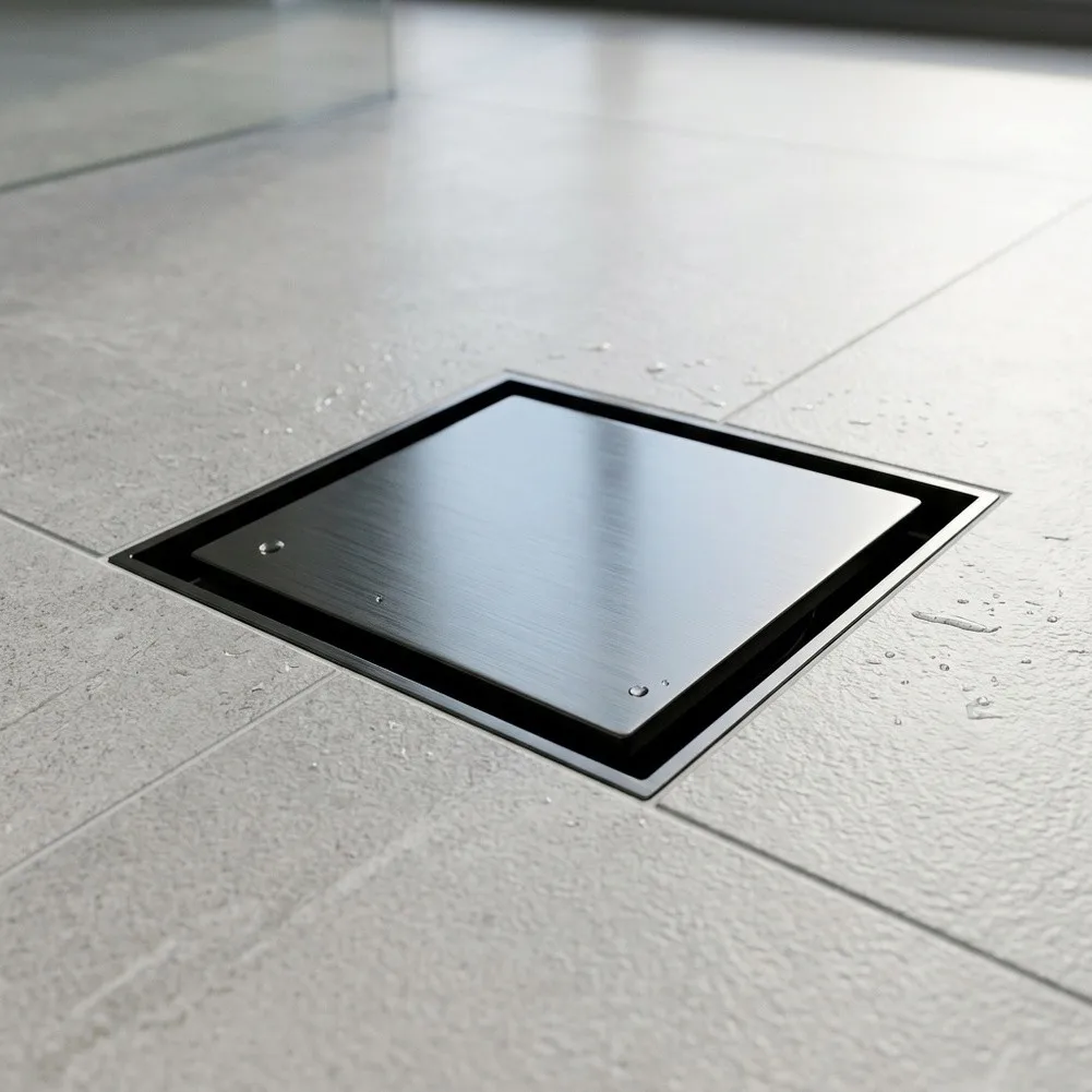 Stainless Steel Floor Drain Gray for Bathroom Shower Laundry Balcony 10x10cm Fits 50mm 75mm Pipes Smell For Proof Mesh Filter