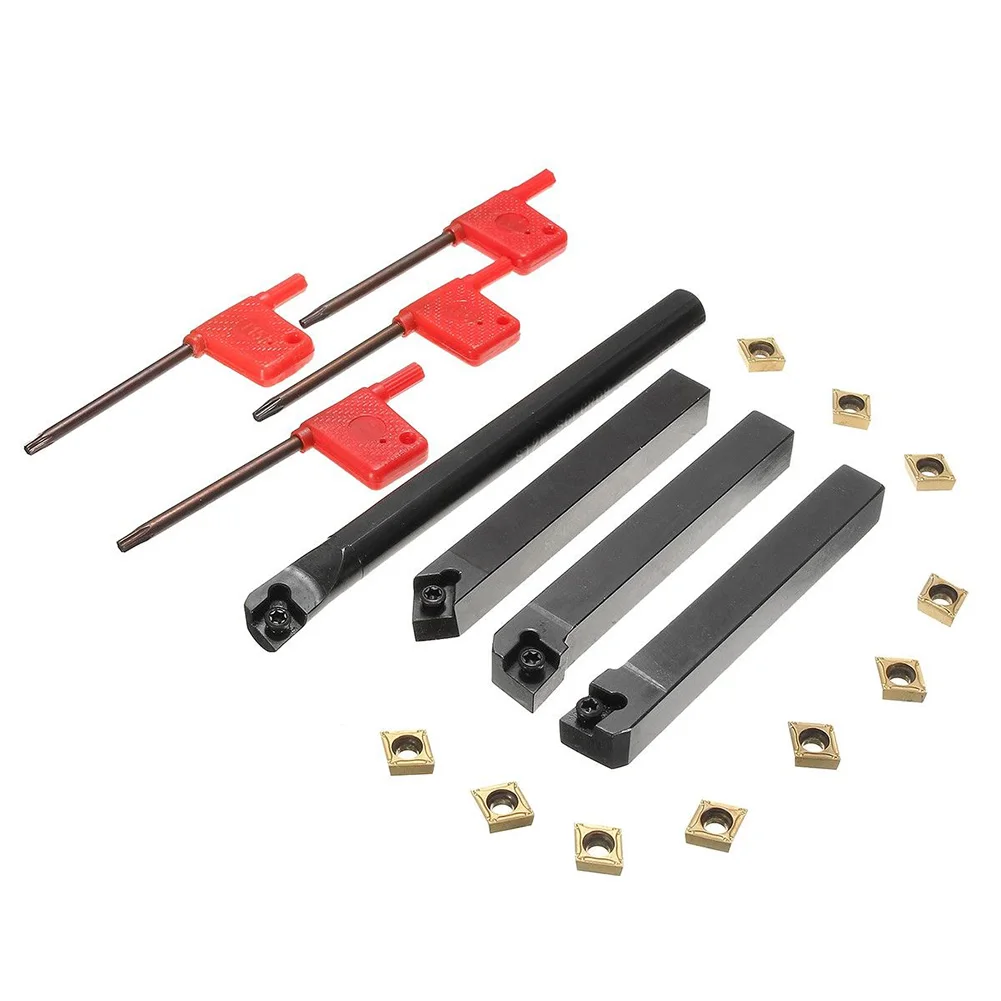 

Superior Cutting Performance with 4x 12mm Lathe Turning Tool Holder Boring Bar and 10pcs DCMT070204 Carbide Inserts