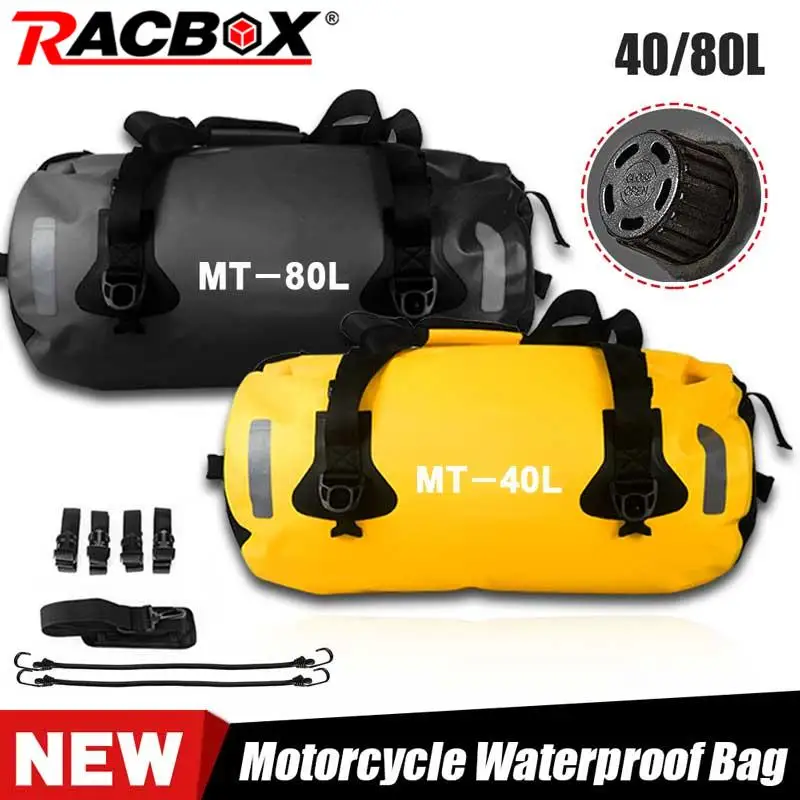 

40L/80L Motorcycle Bag Waterproof Tail Backpack Shoulder Bag Outdoor Travel Camping Dry Backpack Large Capacity Roll Pack Bag