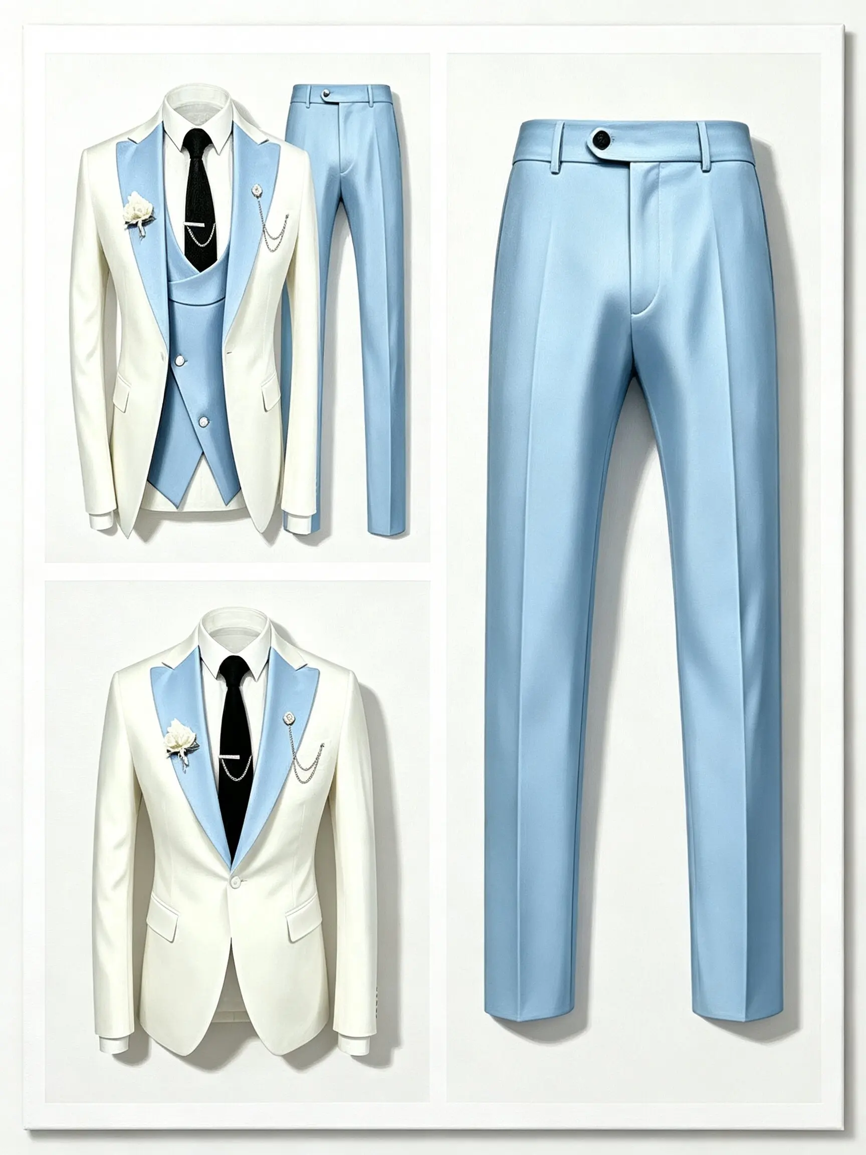Men's 3-Piece Tuxedo Suit Set - High Quality Blazer Vest And Pants Gentleman's Wedding Business One Button Gentleman's Ensemble