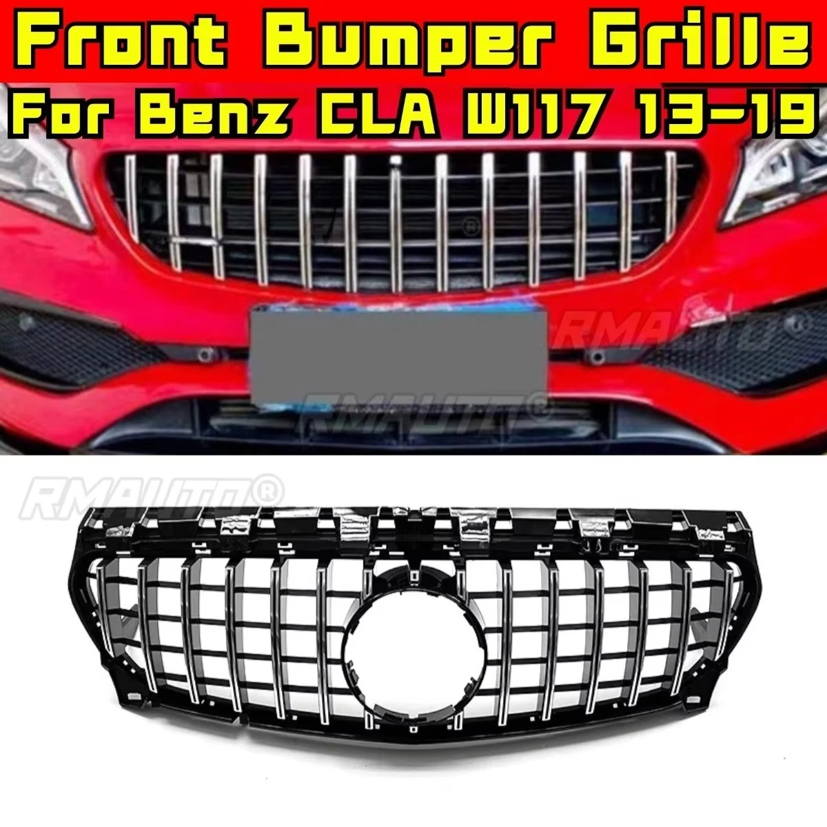 

Car Bumper Grill Decorative Strips Racing Grille Body Kit Front Bumper Grill For Mercedes Benz CLA class W117 GT 2013-2019