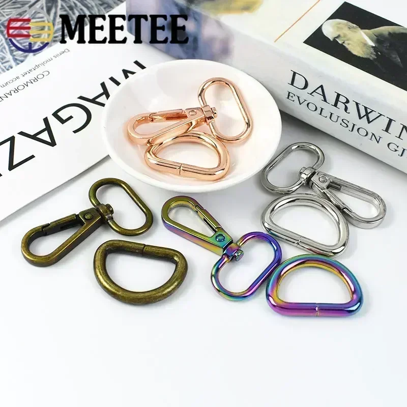 3Sets 20/25/32/38mm Metal D Ring Lobster Clasp Bags Strap Buckles Pet Collar Carabiner Snap Hook DIY KeyChain Bag Part Accessory