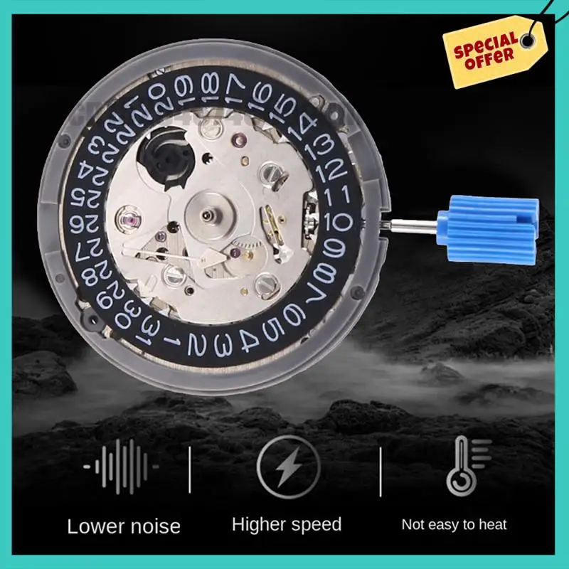 -ABJZ NH35 حركة تاريخ عالي الدقة عند 3 عجلة التاريخ 24 جوهرة أوتوماتيكية ذاتية الملء باللون الأسود