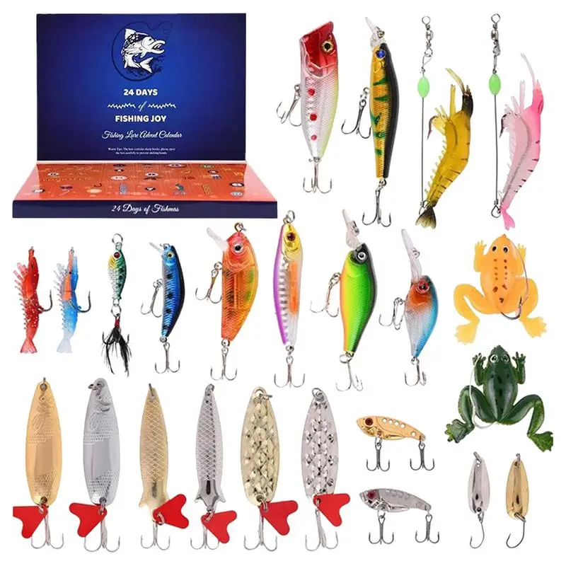 2024 Fishing Advent Calendar Christmas Advent Calendar 24 Days Of Christmas Countdown Calendar Freshwater Fishing Lures for gift