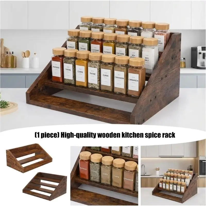 Seasoning Holder 3 Level Kitchen Countertop Storage Shelf For Bottles And Jars B03E