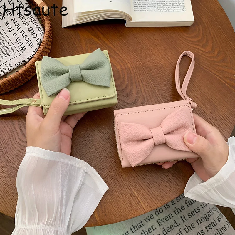 

Personalized Bow Short Women's Zipper Wallets Simple Clutch Bags Coin Purse Female Wallet Money Clip ID Holders billeteras