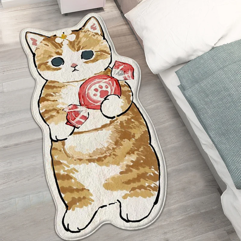 Kawaii Cat Rug Non-slip Bedside Area Mat Cartoon Funny Carpet Shaggy Mats for Living Room Home Decoration Tapetes De Sala