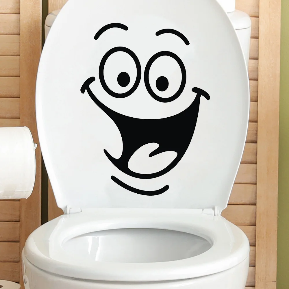2 PCs Smile Pattern Toilet Seat Stickers, Self-adhesive Waterproof Decor Decals for Bathroom
