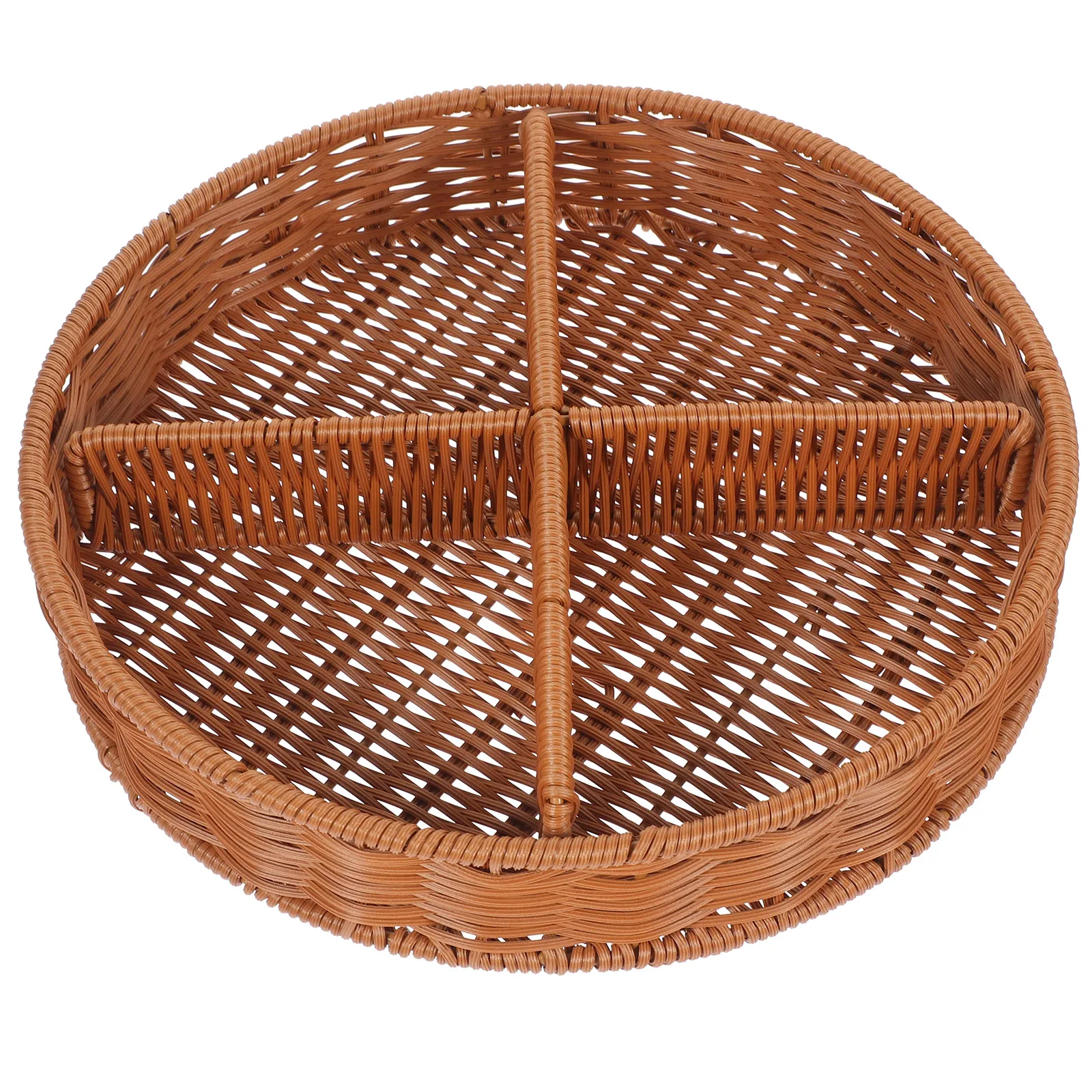 

Round Woven Rattan Fruit Basket Detachable Inner Frame Snack Storage Holder For Home Office Food Serving Basket Kitchen Barware