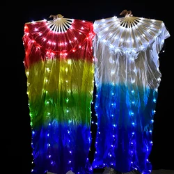 LED Long Silk Fans Veil Belly Dance Fans Veils Silk Fan LED Night Show Prop Accessories Girl Costume for Stage Performance
